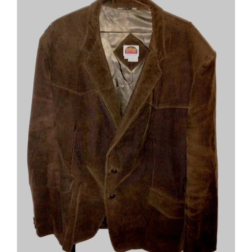 Miller Western Wear Corduroy Mens Blazer 50T Brown Stockman Elbow Patches‎ RARE